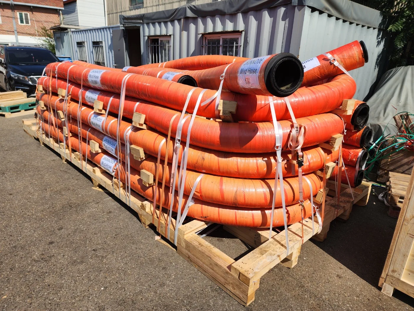 6-inch D6 Mud Hose Shipment to Dubai, UAE — Trench Cutter Slurry Hose Made in Korea by JK INNOVATION